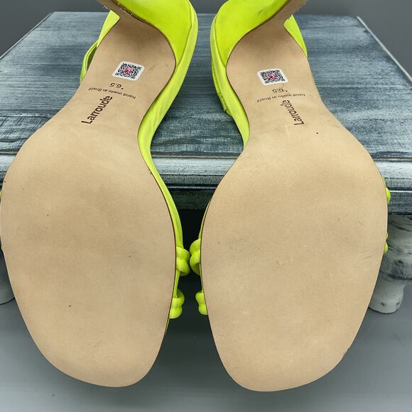 NEW Larroudé Women’s Annie Slingback Stiletto Sandals Yellow Size 6.5 - Picture 10 of 10